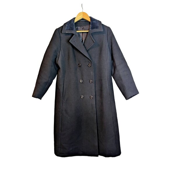 Vintage D’Allaird’s Black Wool Velvet Collar Midi Coat | M/L Oversized Fit - Picture 1 of 13